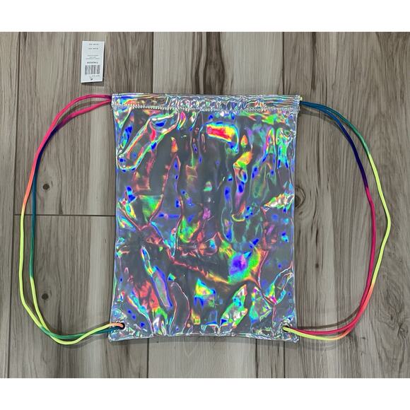 Lisa Frank SpongeBob SquarePants Holographic Drawstring Cinch Bag Backpack NWT - Picture 3 of 7